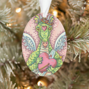 CUPID DRAGON, HEART AND ARROW FANTASY VALENTINE ORNAMENT