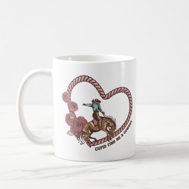 Cupid Find Me A Cowboy Coffee Mug (Left)