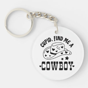 Cupid Find Me A Cowboy Western Key Ring