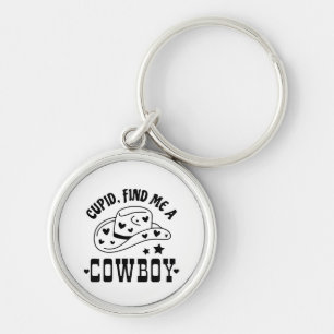 Cupid Find Me A Cowboy Western Key Ring