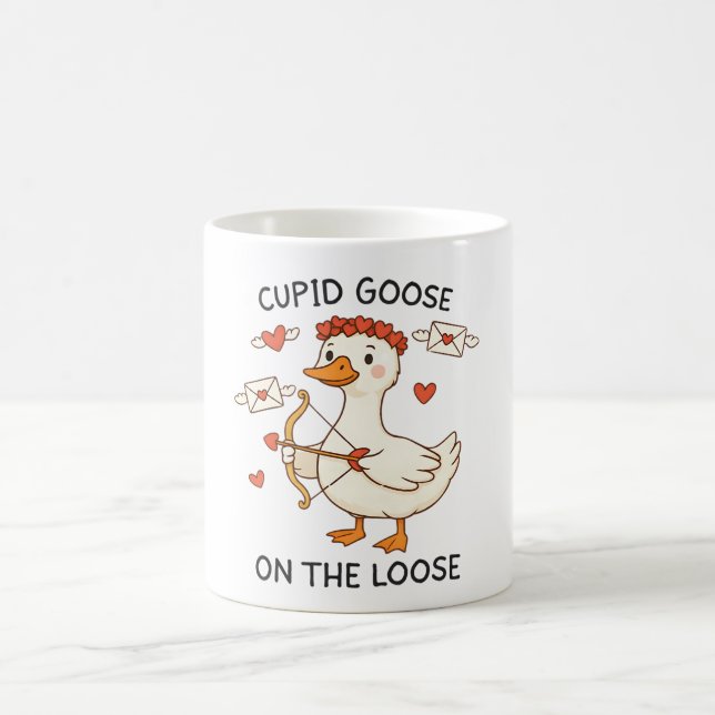 Cupid Goose On The Loose – Cute Valentine Goose Coffee Mug (Center)