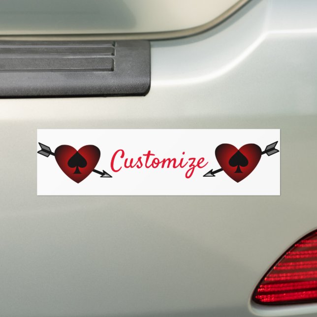 Cupid Heart Black Spade Thunder_Cove Bumper Sticker (On Car)