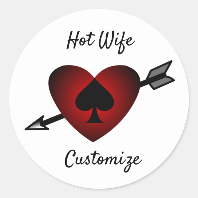 Cupid Heart Black Spade Thunder_Cove Classic Round Sticker (Front)