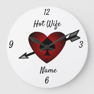 Cupid Heart Black Spade Thunder_Cove Large Clock