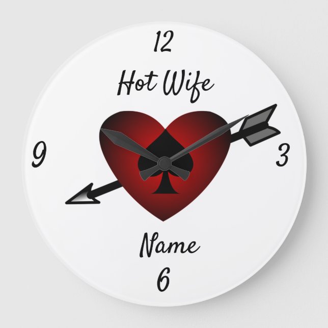 Cupid Heart Black Spade Thunder_Cove Large Clock (Front)