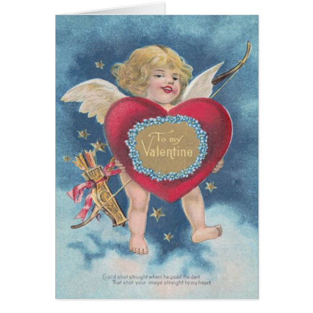 Cupid Heart Bow Arrow Stars Clouds Heavens (Front)