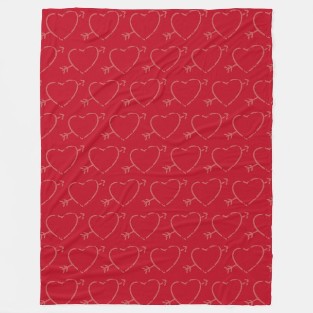 Cupid Hearts Fleece Blanket (Front)