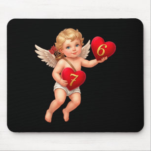 Cupid Holding 6 And 7 Hearts Valentine Meme Cute  Mouse Pad