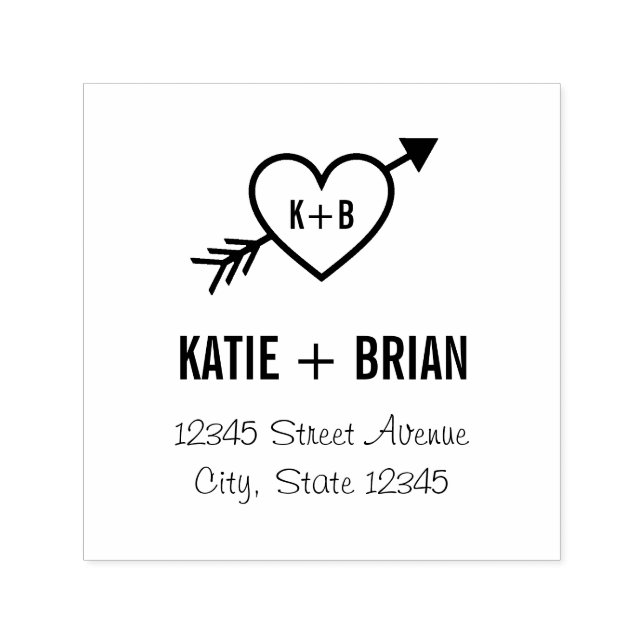 Cupid Initials Personalised Rubber Stamp (Design)