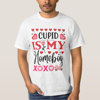 Cupid Is My Home Boy Romantic Trendy Colourful T-Shirt