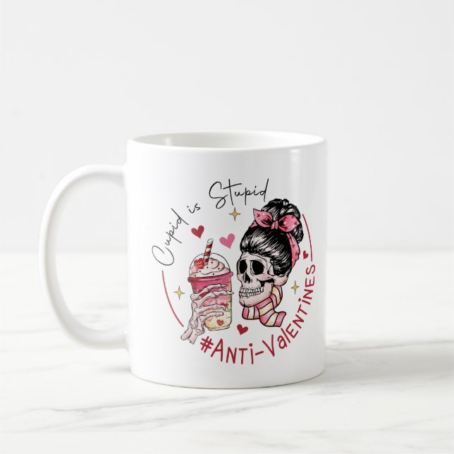 Cupid Is Stupid Anti-Valentine's Day Coffee Mug (Left)