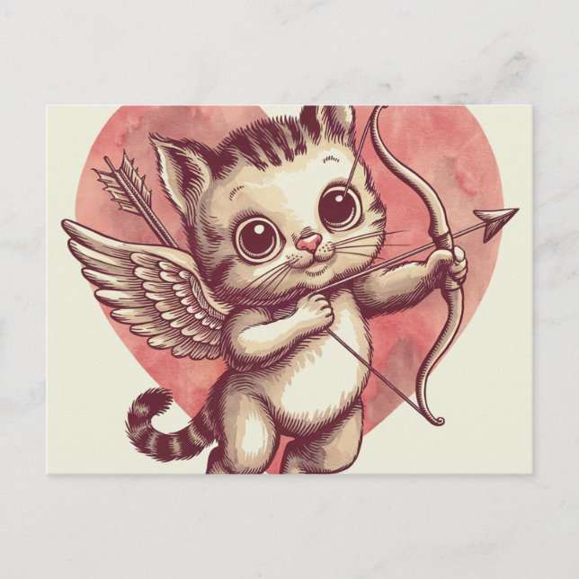 Cupid Kitten Postcard (Front)