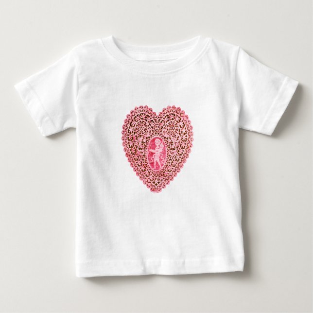 CUPID LACE HEART, Pink Red Baby T-Shirt (Front)