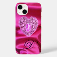 CUPID LACE HEART SILK PINK FUCHSIA CLOTH MONOGRAM