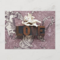 cupid love word postcard
