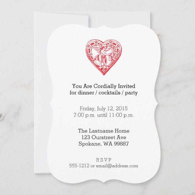 Cupid Mailing Valentine Vintage Heart Invitation (Front)