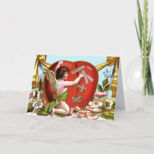 Cupid Mending Broken Heart Holiday Card