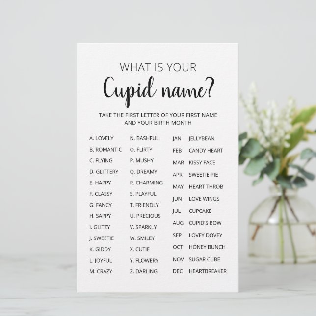 Cupid Name Game Valentine's day Party game (Standing Front)