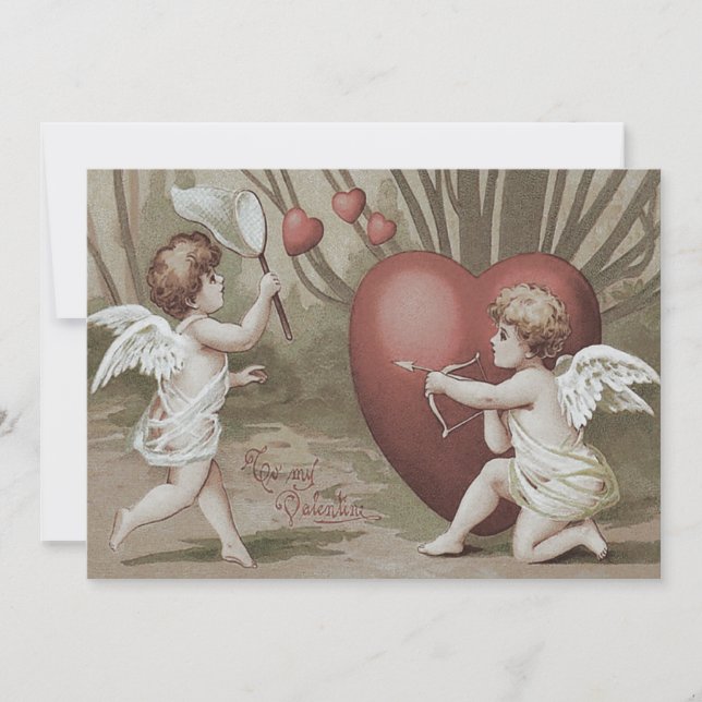 Cupid Net Heart Bow Arrow Wedding Invitation (Front)