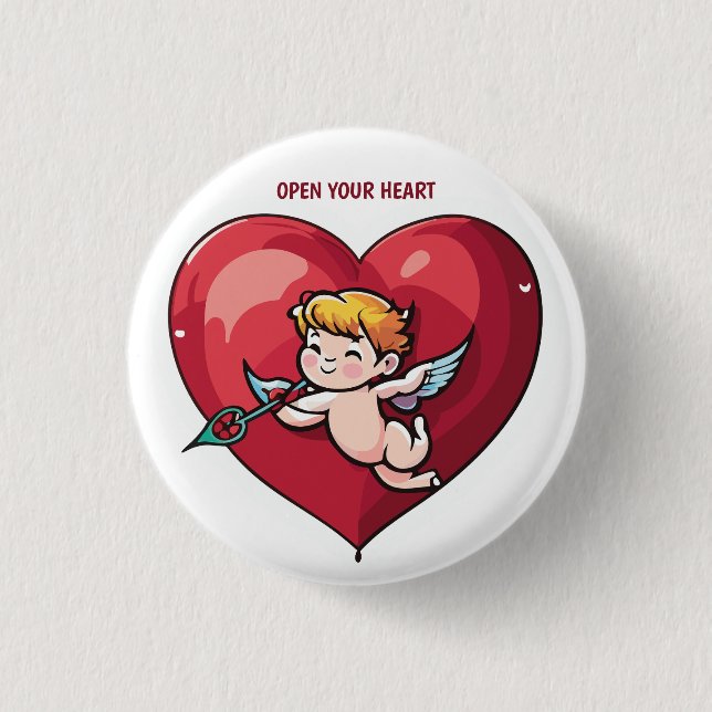 Cupid on Red Heart 3 Cm Round Badge (Front)