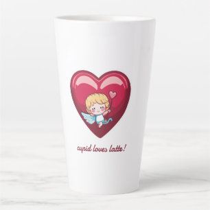 Cupid on Red Heart with Pink Arrow Head Latte Mug
