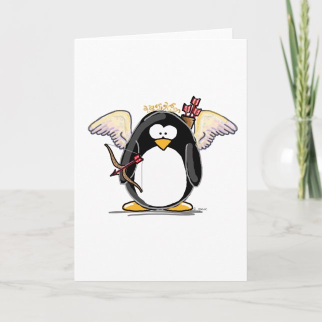 Cupid Penguin Holiday Card (Front)