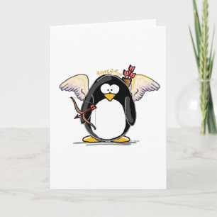 Cupid Penguin Holiday Card