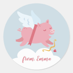 Cupid Pig Valentine Sticker