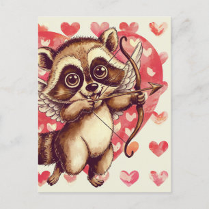 Cupid Racoon Postcard
