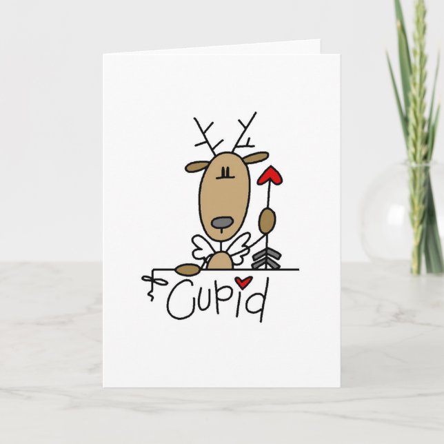 Cupid Reindeer Christmas Tshirts and Gifts Holiday Card (Front)