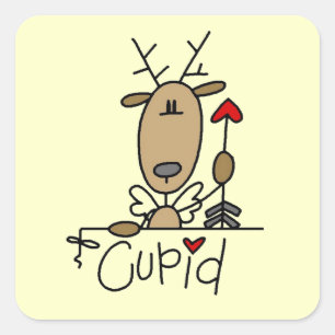 Cupid Reindeer Christmas Tshirts and Gifts Square Sticker