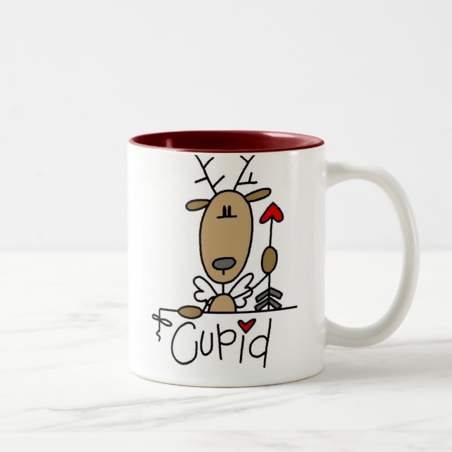 Cupid Reindeer Christmas Tshirts and Gifts Two-Tone Coffee Mug (Right)