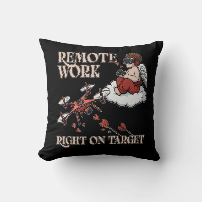 Cupid Remote Work, Valentine’s Day Cushion (Front)