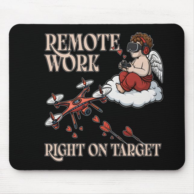 Cupid Remote Work, Valentine’s Day Mouse Pad (Front)