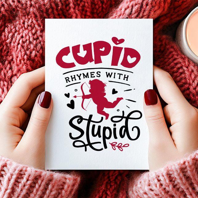 Cupid Rhymes With Stupid Anti Valentine's Day Holiday Card (Creator Uploaded)