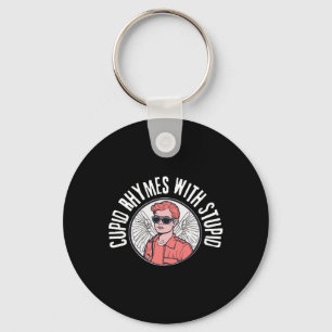 Cupid Rhymes With Stupid Funny Valentines Day Cupi Key Ring