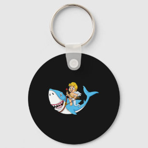 Cupid Riding Shark Valentines Day Fun Boys Girls K Key Ring