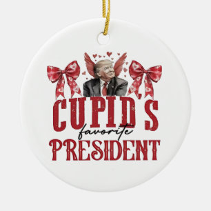 Cupid’s Favourite President Valentine Trump  Ceramic Ornament