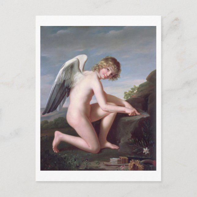 Cupid sharpening his arrows, 1798 (oil on canvas) postcard (Front)