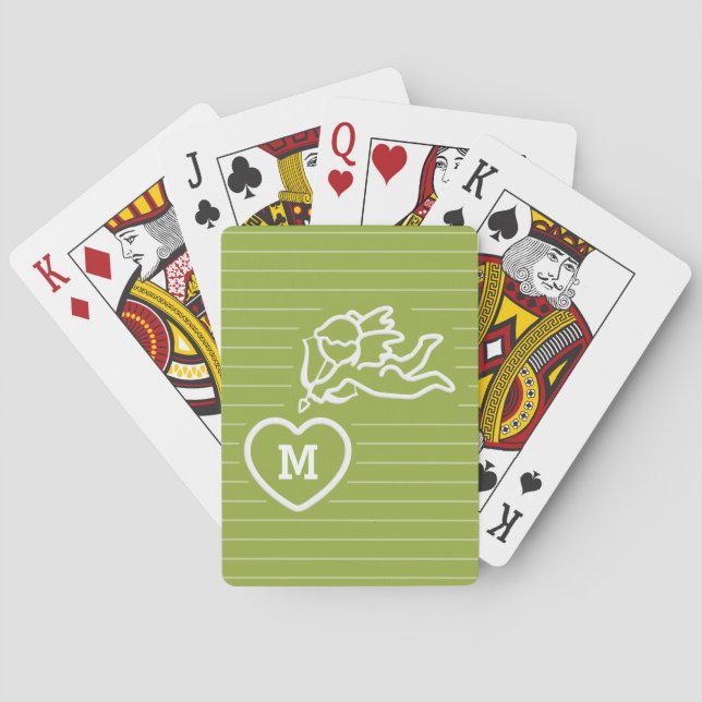Cupid Strikes custom monogram playing cards (Back)