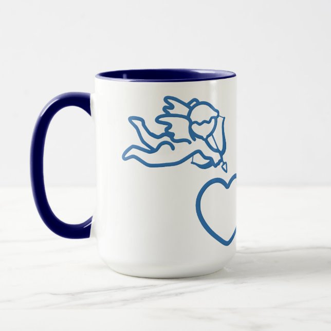 Cupid Strikes custom mug – choose style, colour (Left)