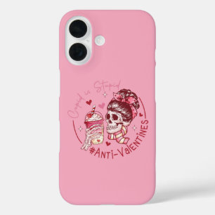 cupid stupid skull hearts anti valentine iPhone 16 case