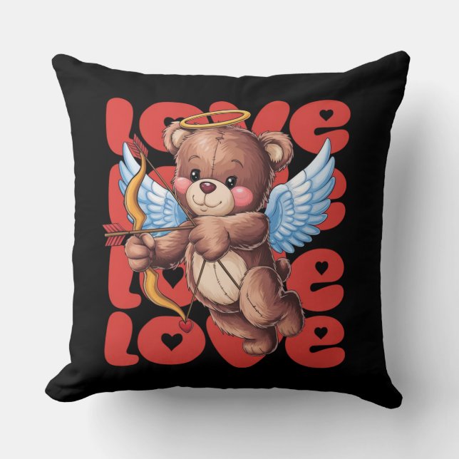 Cupid Teddy Bear – Valentine’s Day Love Cushion (Front)