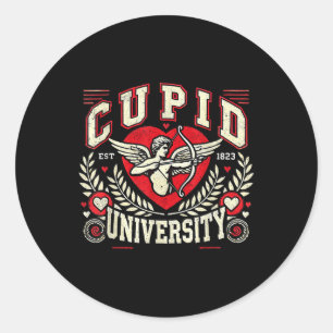 Cupid University Vintage Valentine Theme  Classic Round Sticker
