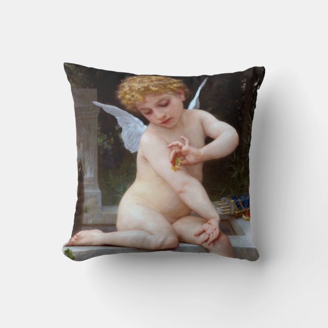 Cupid with a Butterfly, Bouguereau Cushion (Front)