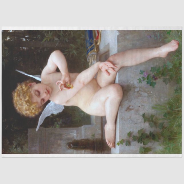 Cupid with a Butterfly, Bouguereau Tissue Paper (Front)