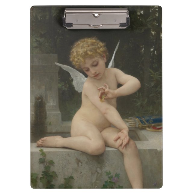 Cupid With a Butterfly (by Bouguereau) Clipboard (Front)