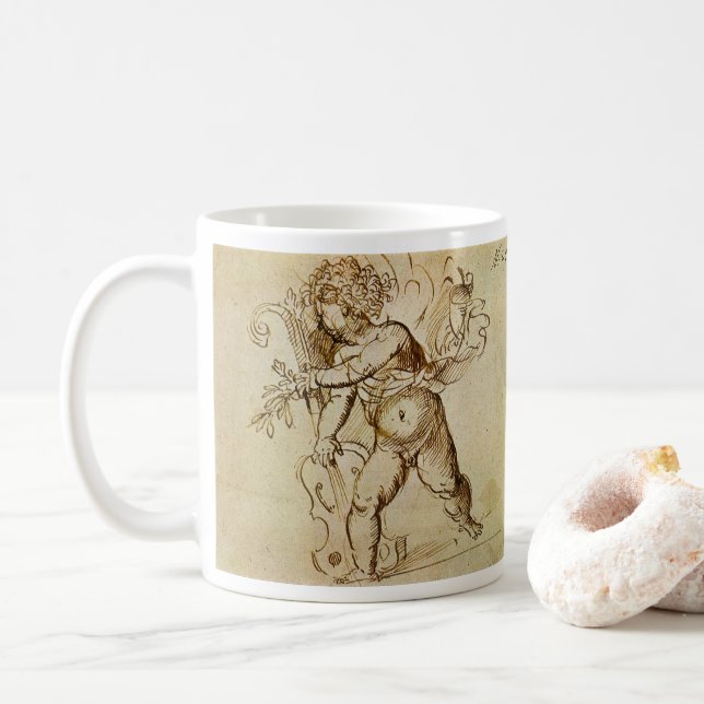 Cupid with a Violin by Domenico Campagnola Coffee Mug (With Donut)