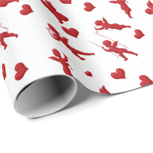 Cupids and Hearts Valentine's Day Wrapping Paper