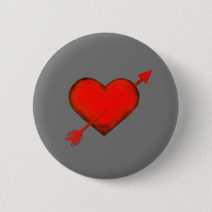 Cupid's Arrow Red on Grey Button